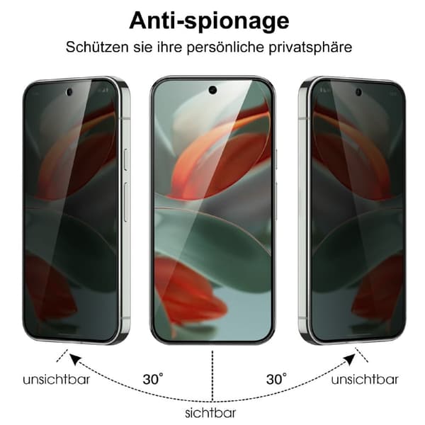 Google Pixel 9 Pro / Pixel 9 Tempered Glass Screen Protector 2.5D Arc Edge Anti-Spy Film Transparent
