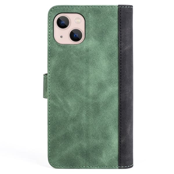 To-farvet iPhone 13 læderetui - Grøn Green