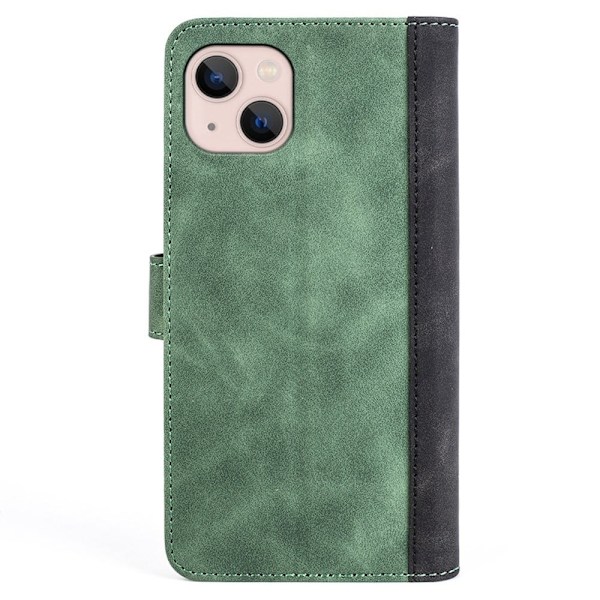 Tvåfärgat iPhone 13 fodral i läder - Grön Grön