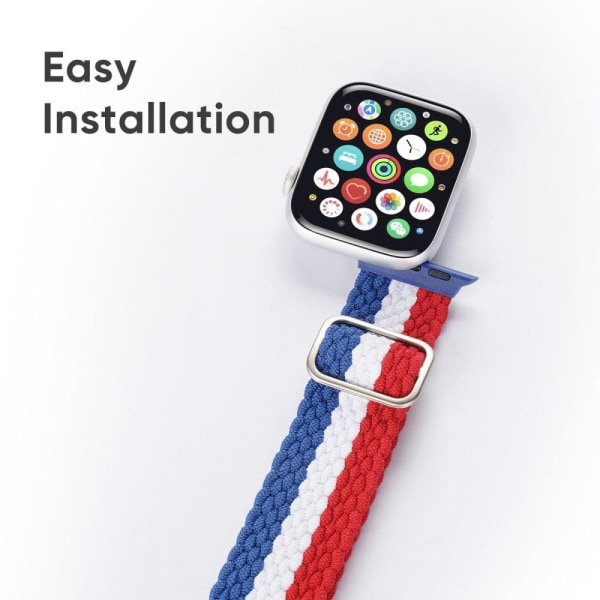 DUX DUCIS Apple Watch Series 8 (41mm) joustava nylonkellohihna - Sininen / Punainen / Valkoinen Multicolor