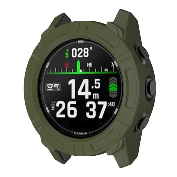Garmin Descent G2 Anti Scratch Protective Case Rugged Armor Flexible Shell Watch Deksel - Militærgrønn Green