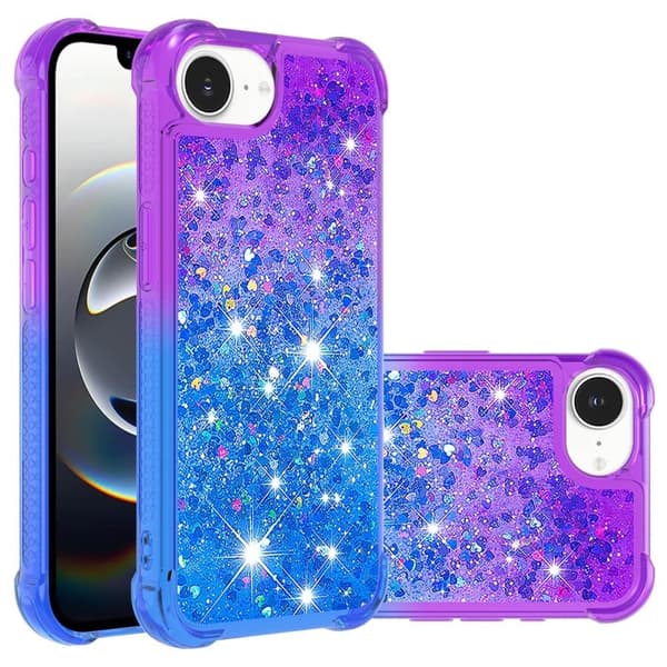iPhone 16e Flexibelt fodral Gradient Quicksand Telefonens baksida - Lila + Himmelsblå Lila