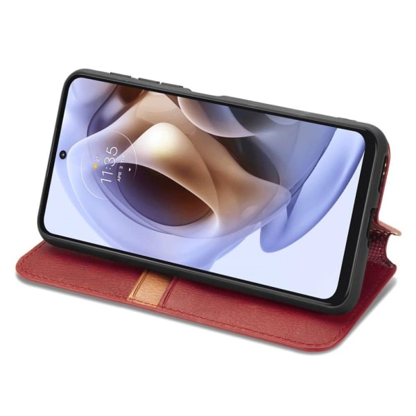 Läder Motorola Moto G31 / Motorola Moto G41 fodral med romb-design - Röd Röd