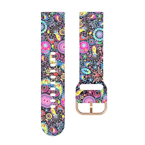 22 mm universal klokkerem i silikon med kult mønster - Manet Multicolor
