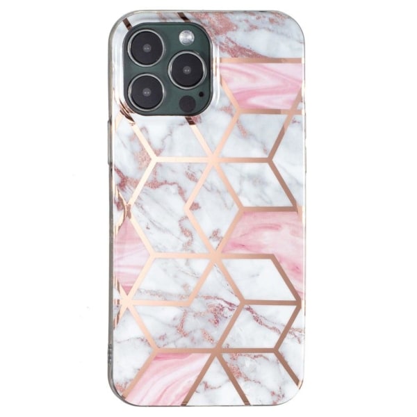 Marble design iPhone 14 Pro cover - Pink / Hvid Marmor Pink