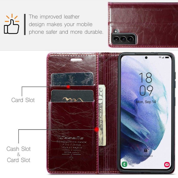 CaseMe Samsung Galaxy S21 Plus 5G Smooth Suojakotelo - Punainen Red