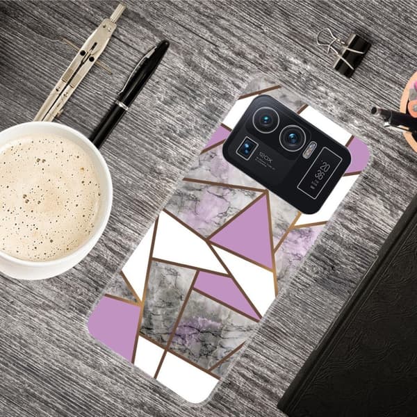 Marble Xiaomi Mi 11 Ultra Etui - Lilla / Hvit / Grå Klinkekule Multicolor