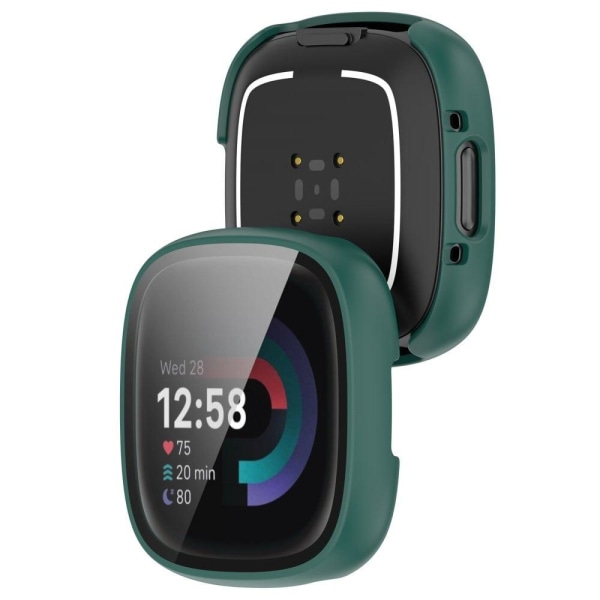 Fitbit Sense 2 / Versa 4 cover with tempered glass - Green Grön