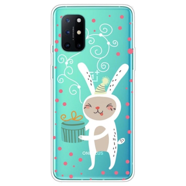 Christmas OnePlus 8T etui - Bunny with Present White