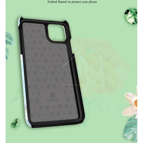 Kingxbar iPhone 11 Pro Max Blossom Swarovski-fodral - Persikoblomma multifärg