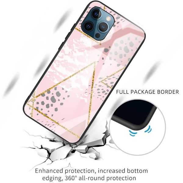 Fantasy Marmor iPhone 15 Pro Max skal - Rosa Och Guld Triangel Rosa