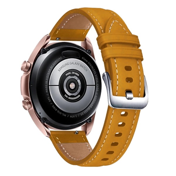 20 mm Universal klockarmband i äkta läder med silverspänne - Gul Gul