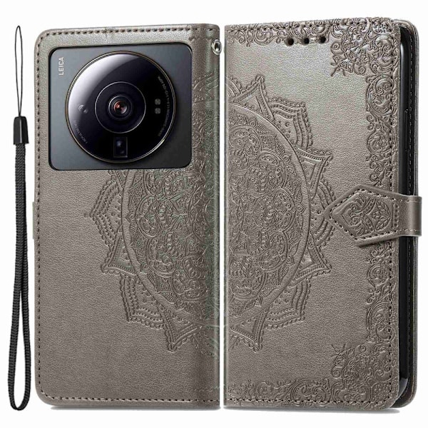 Mandala Xiaomi 12s Ultra Flippetui - Grå Silver grey