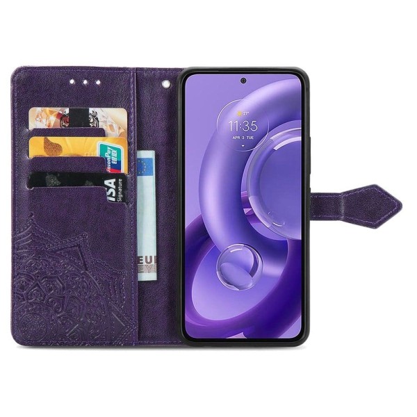 Mandala Motorola Edge 30 Neo Läppäkotelo - Violetti Purple