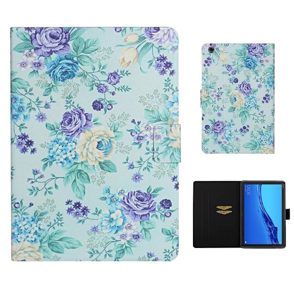 Huawei MediaPad M5 Lite 10 mønster læderflip etui - Levende Blomst Multicolor
