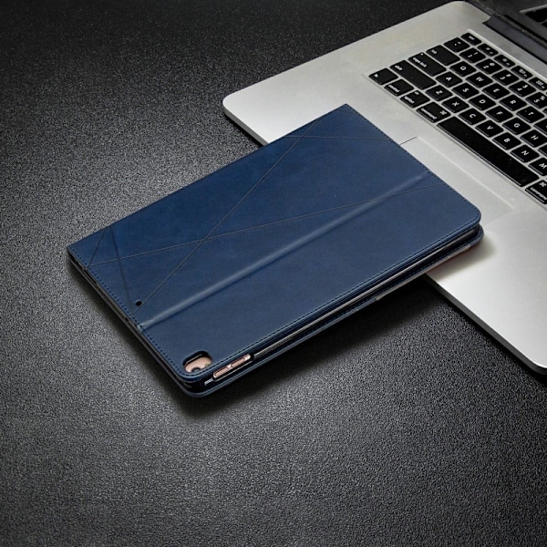 iPad 10.2 (2021) / (2020) / Air (2019) geometriskt mönstrat flipfodral i läder - Blå Blå
