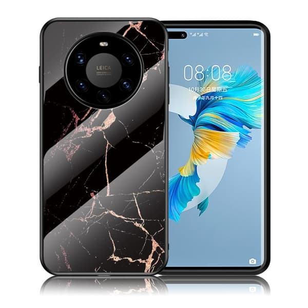 Fantasy Marmor Huawei Mate 40 Pro Plus skal - Guld Svart Marmor Svart