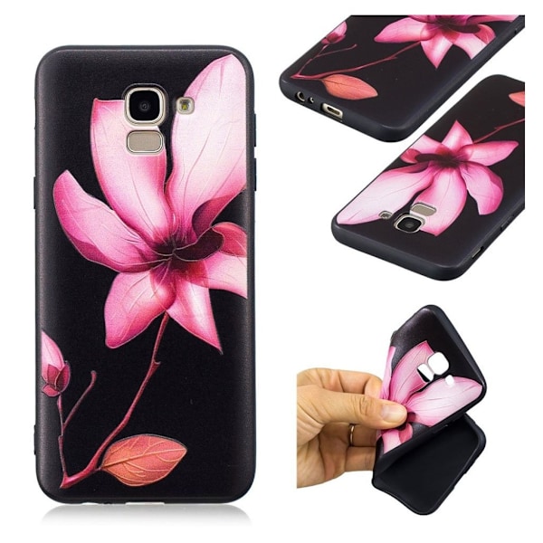 Samsung Galaxy J6 (2018) Kohokuvioitu Printattu Pehmeä Muovinen Takasuoja Kuori - Pinkki Kukka Pink