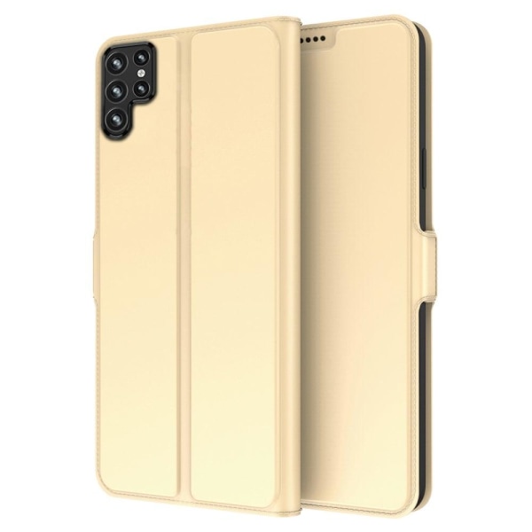 Sileä ja ohut premium-PU-nahkakotelo Samsung Galaxy S23 Ultra - Kulta Gold