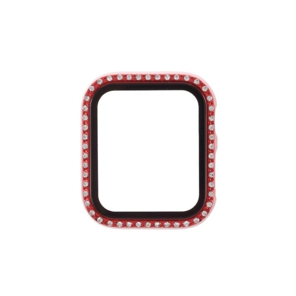 Rhinestone décor frame with tempered glass for Apple Watch Serie Red