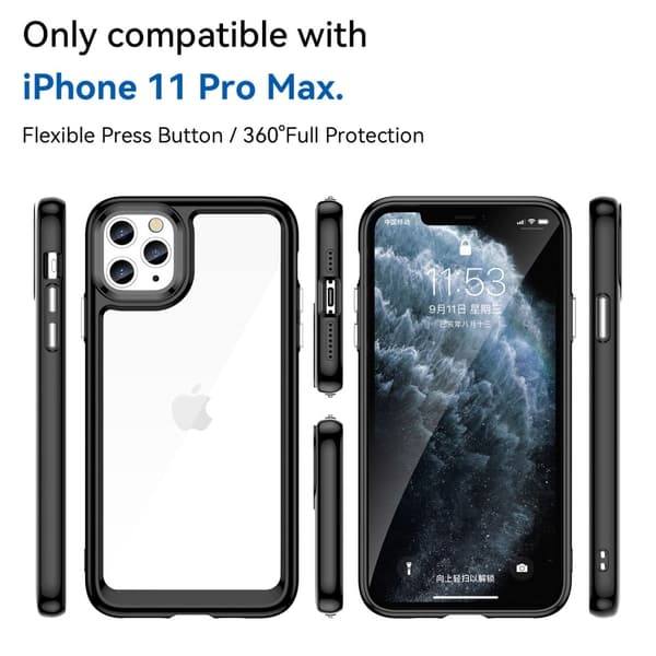 iPhone 11 Pro Max älykäs akryylikansi - Musta Black