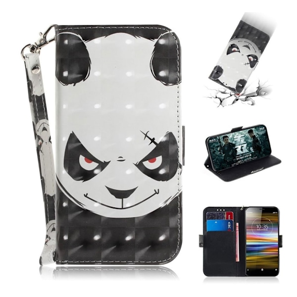 Sony Xperia L3 mønstret læderetui - Vred Panda Multicolor