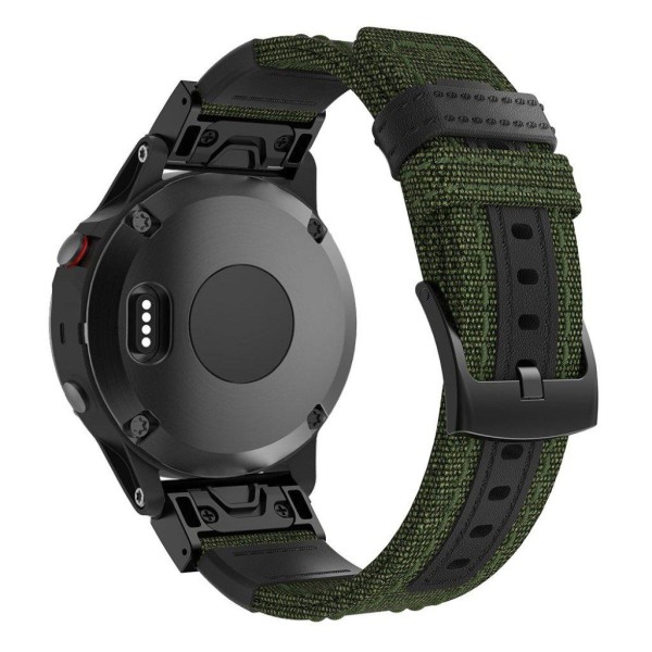 Garmin Fenix 5 / Fenix 5 Plus klockband av äkta läder - Armégrön Grön