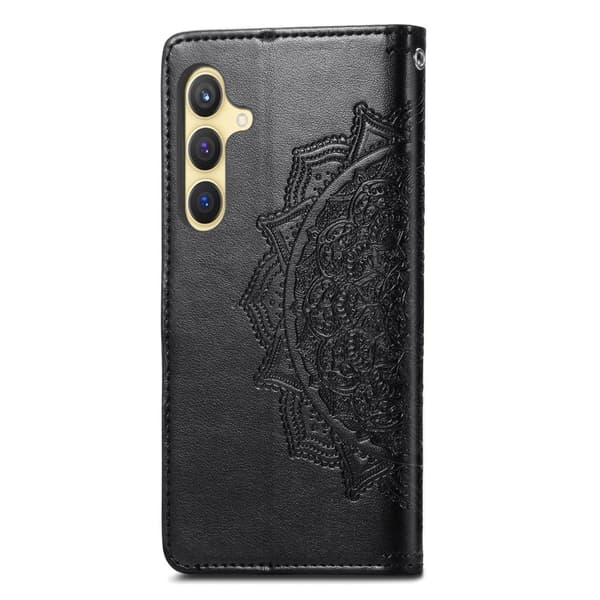 Mandala Samsung Galaxy S24 nahkakotelo - Musta Black