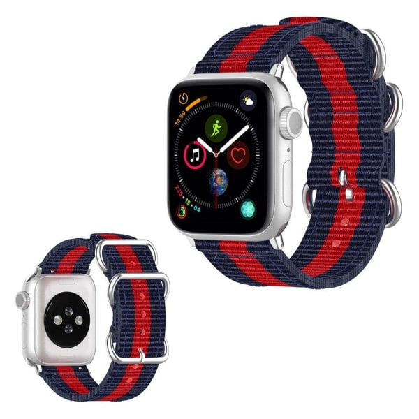 Apple Watch Series 5 40mm stripe mönster nylon klockarmband - bl Svart