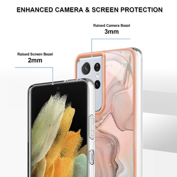 Marmormotiv Samsung Galaxy S21 Ultra 5G skal - Rosa Rosa