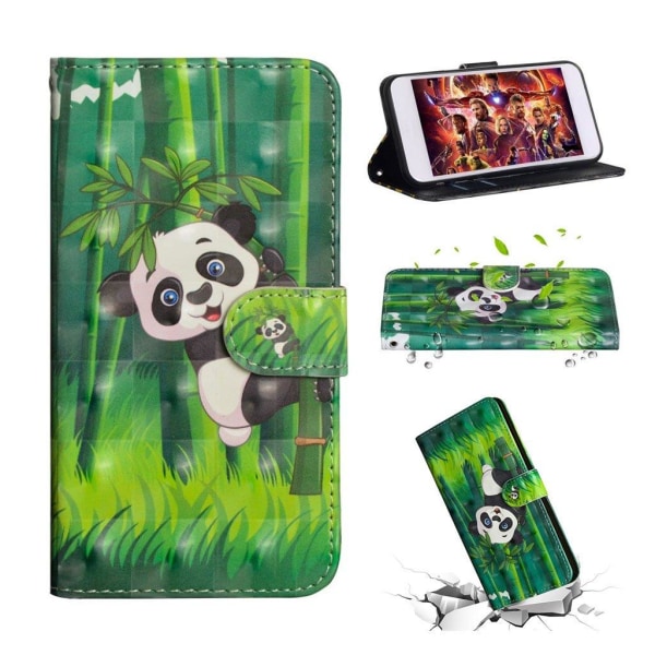 Sony Xperia L3 mønstret læderetui - Panda Multicolor