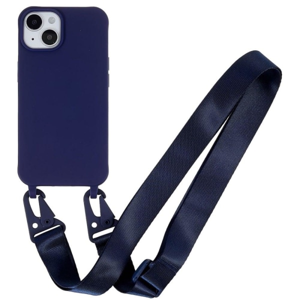 iPhone 14 matte cover with lanyard - Dark Blue Blå