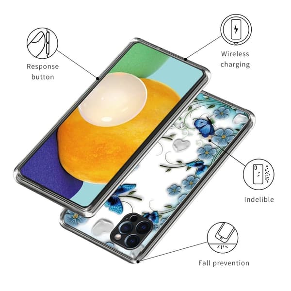 Deco iPhone 16 Pro deksel - Sommerfugl Og Blomst Blue