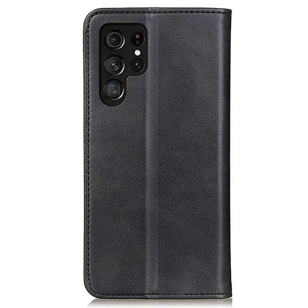 Äkta läder Samsung Galaxy S23 Ultra fodral - Svart Svart