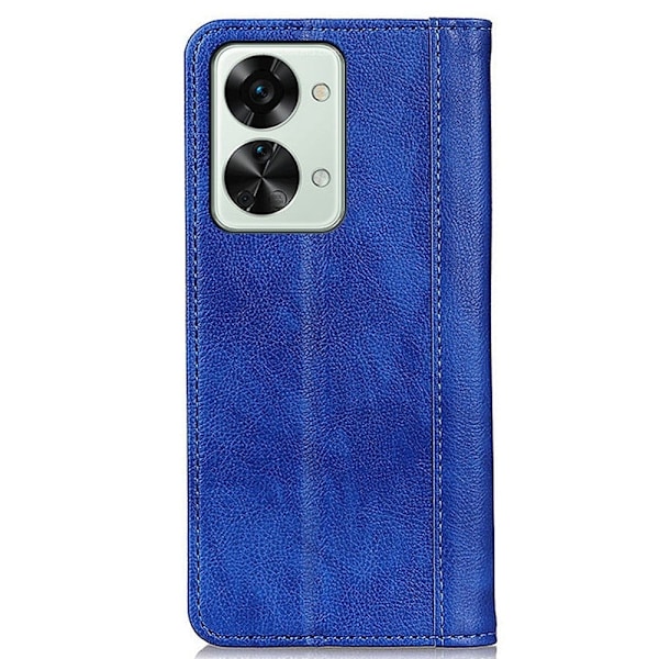 Äkta läder OnePlus Nord 2T fodral med magnetisk stängning Blå
