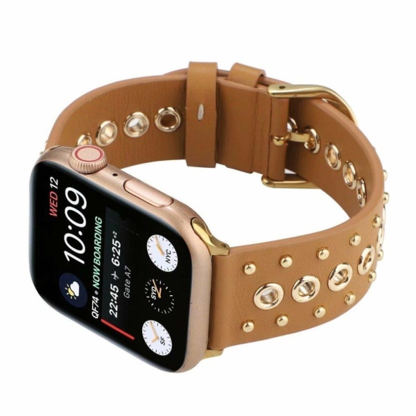 Apple Watch Series 6 / 5 40mm rivet punk äkta läder klockarmband Brun