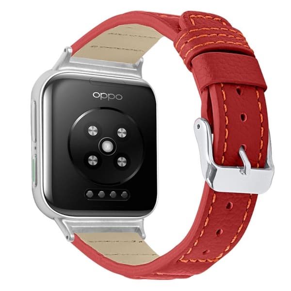 Oppo Watch (46mm) urrem i ægte okselæder - Rød Red