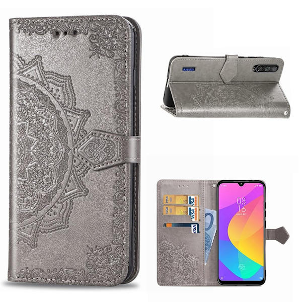 Mandala Xiaomi Mi CC9e / Mi A3 Flip case - Grå Silver grey