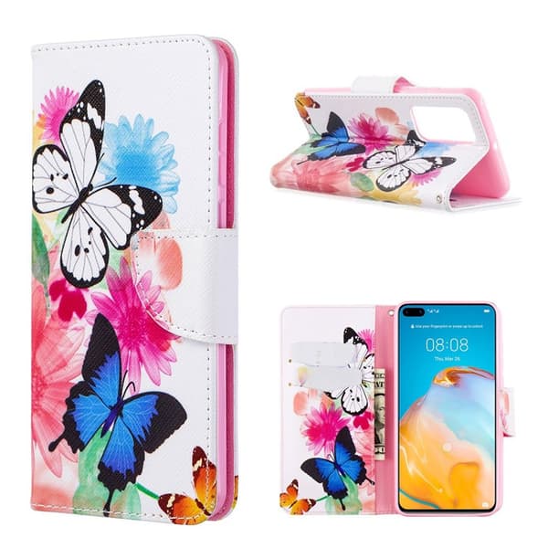 Wonderland Huawei P40 flip kotelot - Värikäs Perhoset Multicolor
