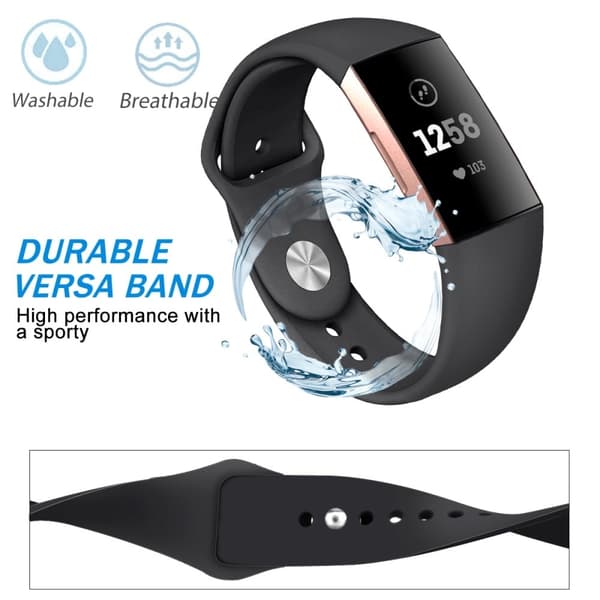 Fitbit Charge 3 / 4 Silicone Replacement Wrist Band Solid Color Watch Band - S / Röd Röd