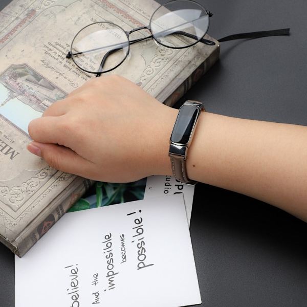 Fitbit Luxe urrem i ægte læder - Kaffe / Størrelse: L Brown