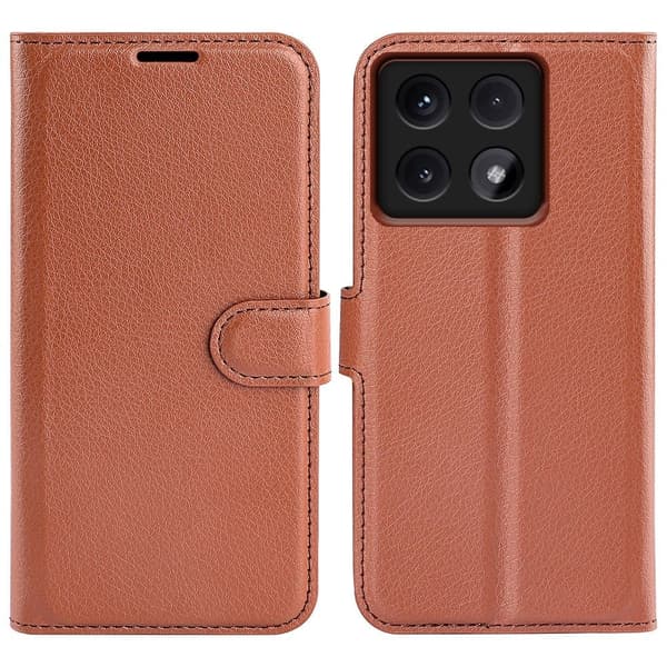 Klassisk Xiaomi 14T flip etui - Brun Brown