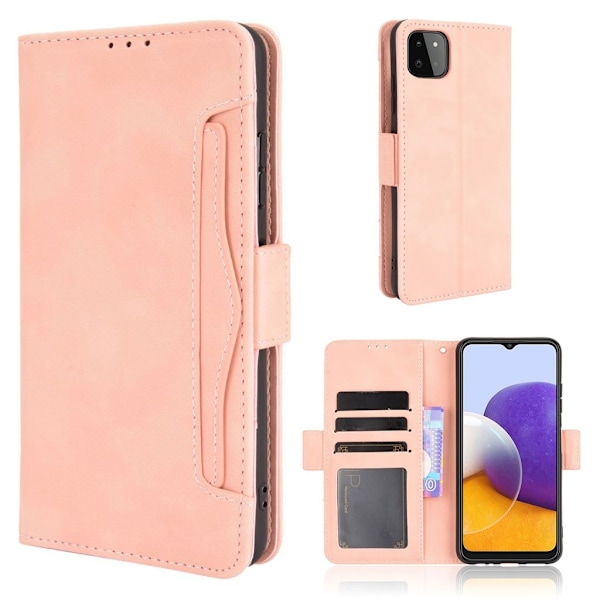 Modern-styled Læder Pung Etui til Samsung Galaxy A22 5g - Lyserød Pink