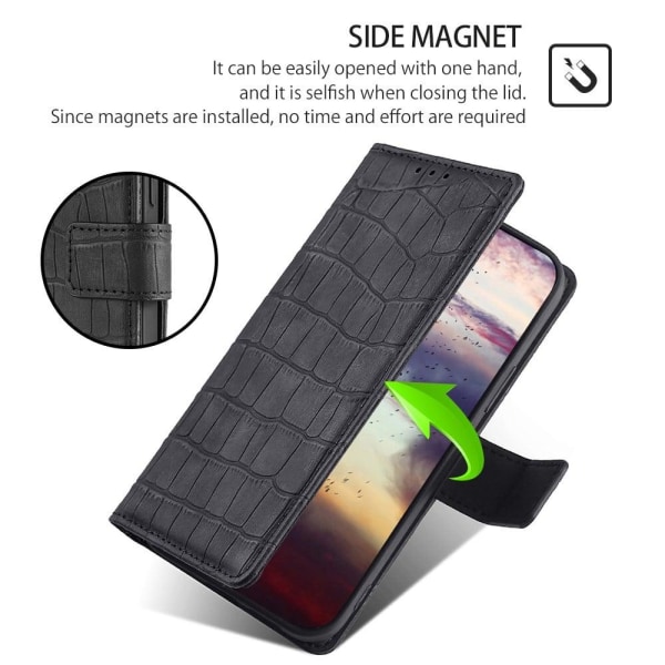Läderskal med Krokodiltextur till OnePlus 11 - Svart Svart