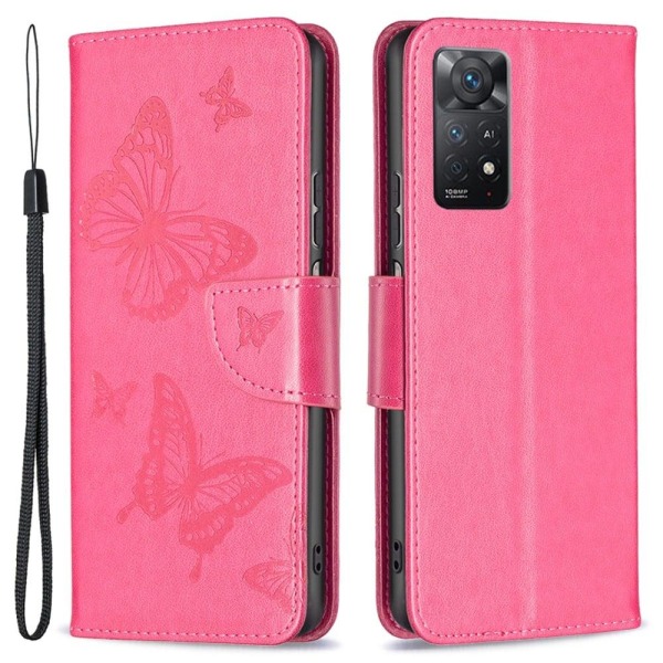 Butterfly Xiaomi Redmi Note 11S 5G / Xiaomi Redmi Note 11 Pro nahkakotelo - Ruusu Pink