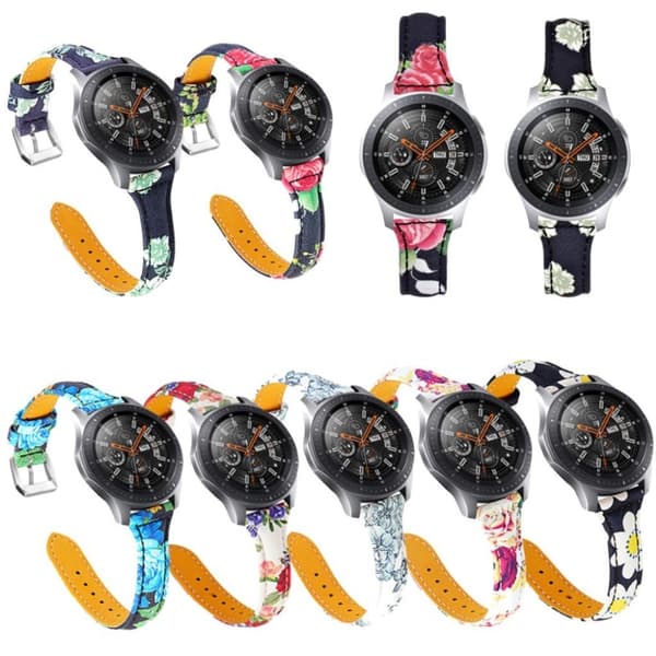 Samsung Gear S3 Classic / Frontier blomster ægte læder Urrem - Roser i Black Baggrund Black
