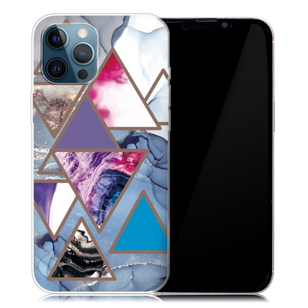 Marble iPhone 13 Pro Suojakotelo - Triangle Patterns In Marble Multicolor