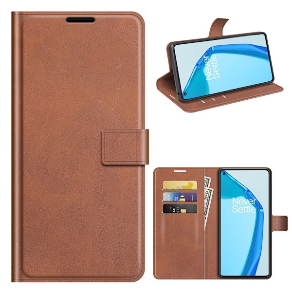 Wallet-style Læder Etui til Oneplus 9r - Brun Brown