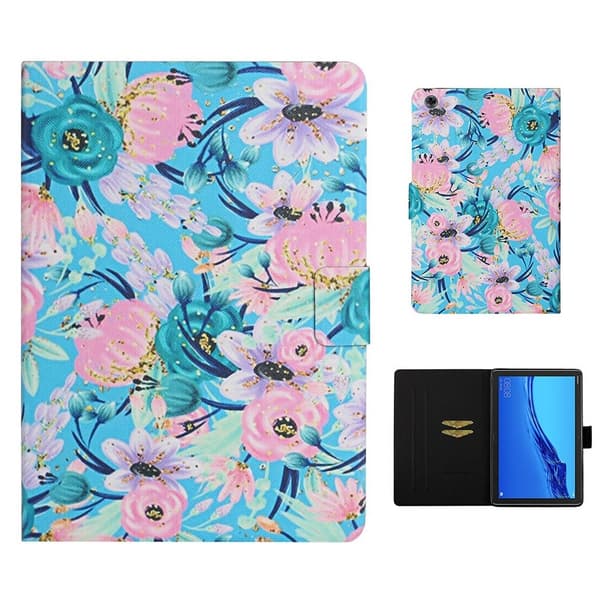 Huawei MediaPad M5 Lite 10 mönstrat läderfodral - Rosa Blomma Rosa
