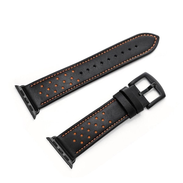 Crazy Horse Apple Watch Series 5 40mm ægte læder Urrem - Sort / Orange Black